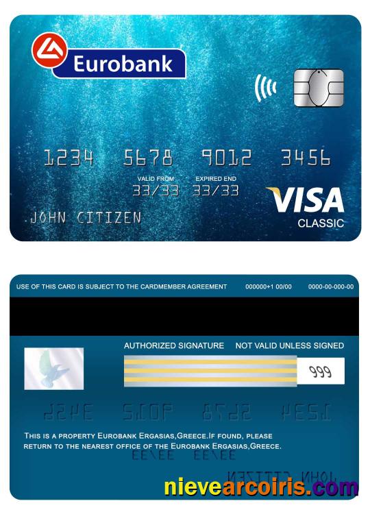 Greece Eurobank Ergasias visa classic card 